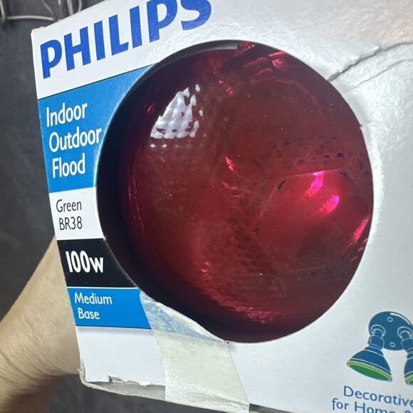 Philips 100 Watt Colored Flood‎ Light Bulb Red BR38 - Picture 1 of 7